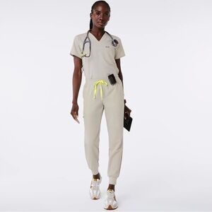 Figs Bone Rafaela Scrup Top and Zamora Scrub Pants in Small (with Aya logo)